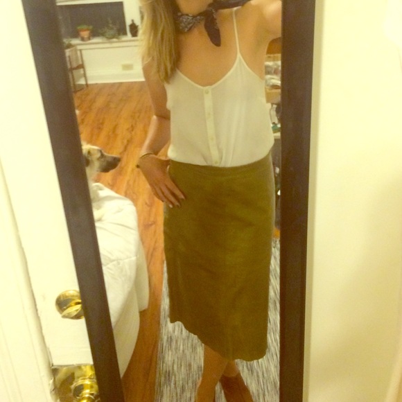 Leather midi skirt