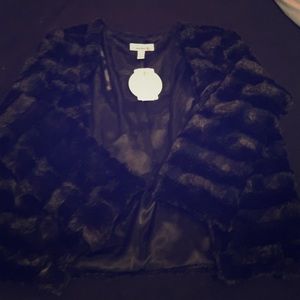 Faux black mid coat