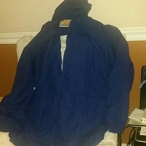 NAVY JACKET WITH DRAWSTRING ZIP FRONT SZ XL