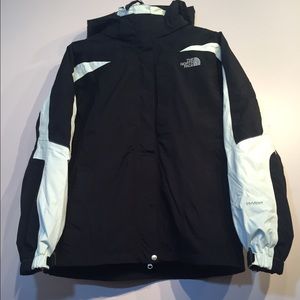 Women's  north face jacket black with white L/G