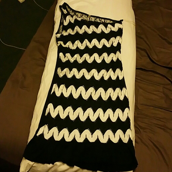 Black and white striped dress