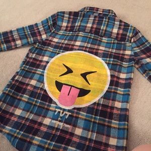 The Vintage Twin Emoji "Just Kidding" Flannel