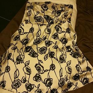 Tube top cream and black flowers dress
