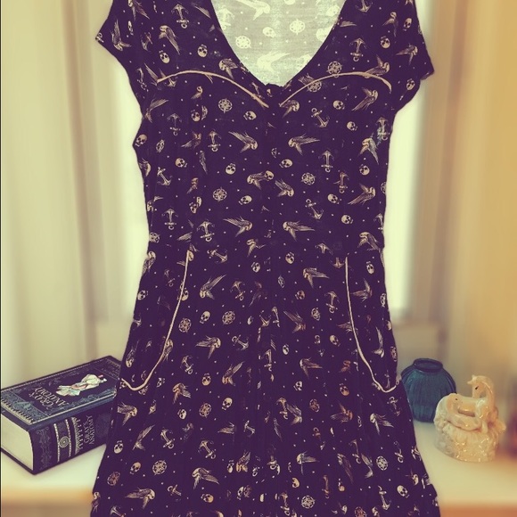 Navy Skulls and Anchors pocket dress