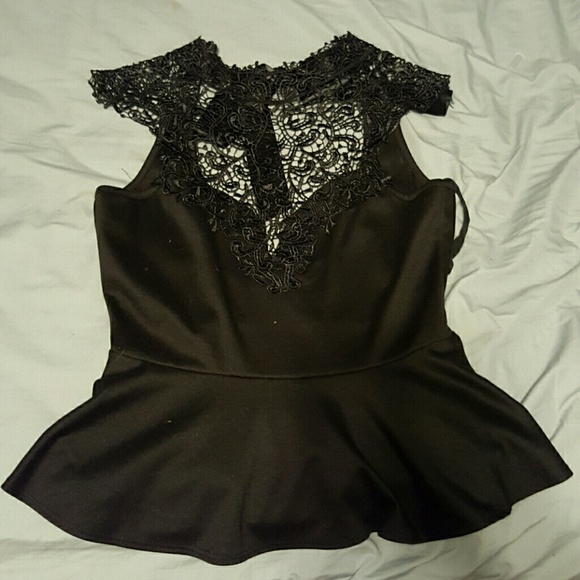 Black Lace Peplum Top