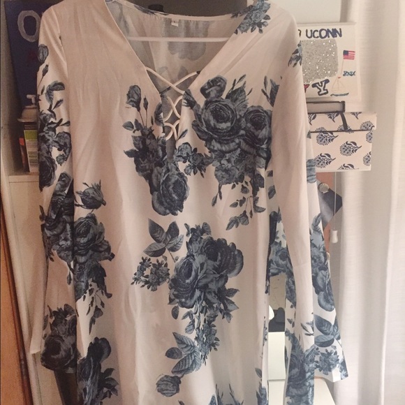 Lace up floral dress
