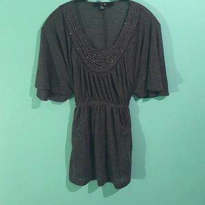 Grey Beaded Top