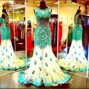 ON HOLD Green Lace Prom Dress