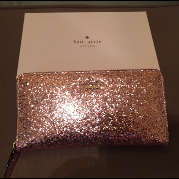 kate spade Handbags - Kate Spade Rose Gold Glitter Bug Lacey Wallet