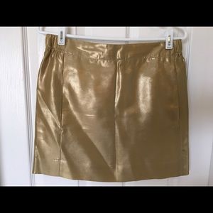J.Crew Gold Metallic Silk Skirt