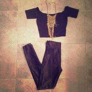 American Apparel Off Shoulder Crop Top