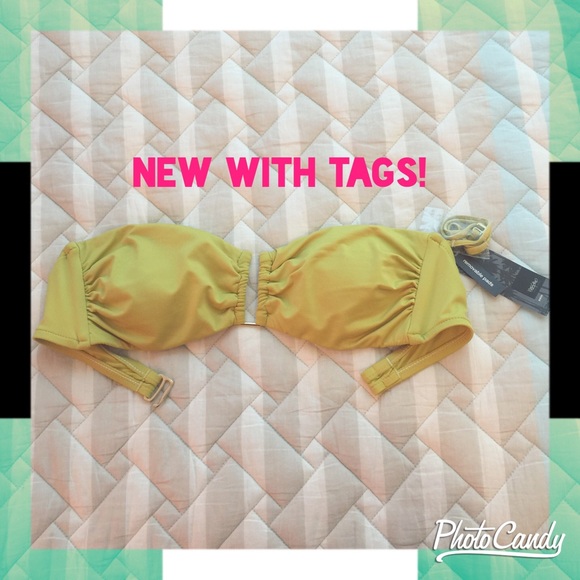 NWT Yellow Bandeau Bikini Top