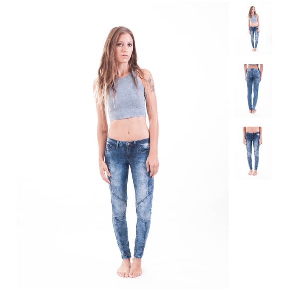 Bleached Moto Skinny Jeans