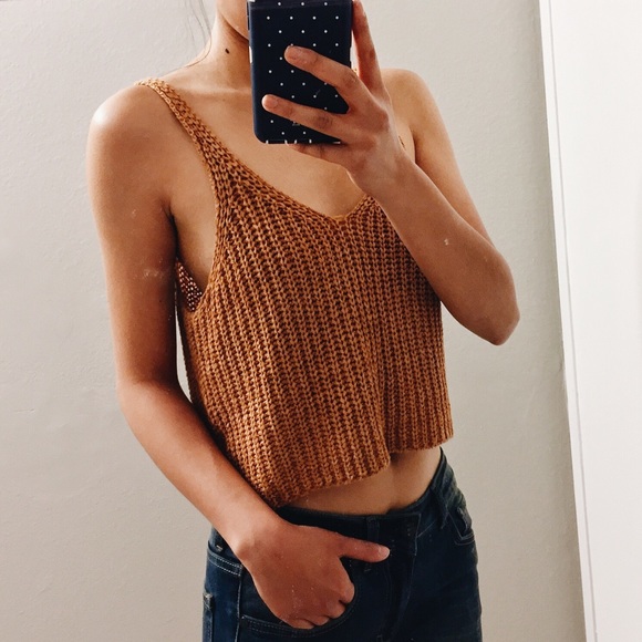 LF Tops - LF Cropped Knit Mustard Top - XS/S