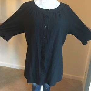 White Stag 3/4 sleeve black button down shirt