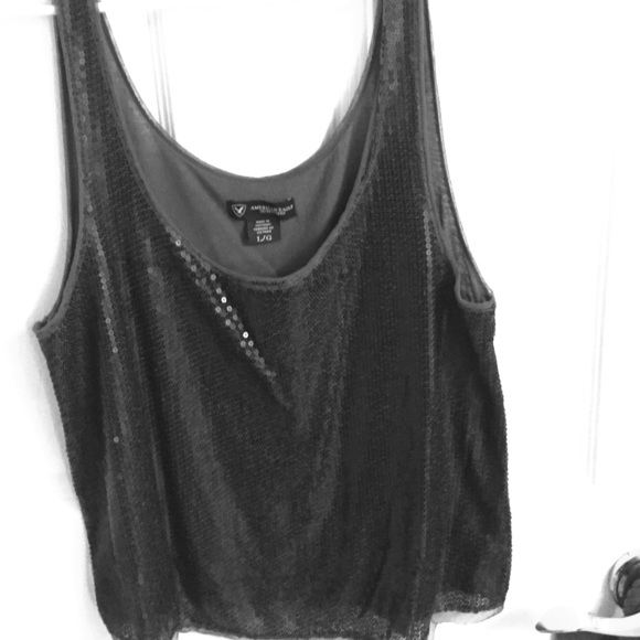 Dark grey tank with black sequins