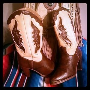Vintage Zodiac Leather Cowgirl Boots Sz 9M