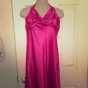 Hot Pink Halter Prom Dress