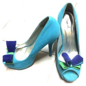 Turquoise fox suede shoes