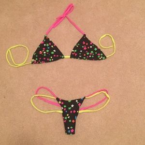 Hustler multi color star swimwear.