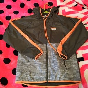 PINK Olive and orange anorak.