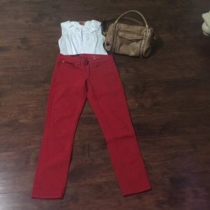 Red J Crew ankle jeans