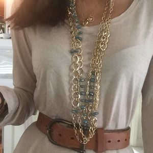 ‼️Teal chain link layering necklace