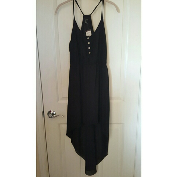 Black chiffon hi-lo dress