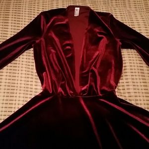 American Apparel Velvet Deep V Skater Dress