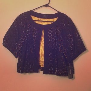 Black jacket with gold underlay