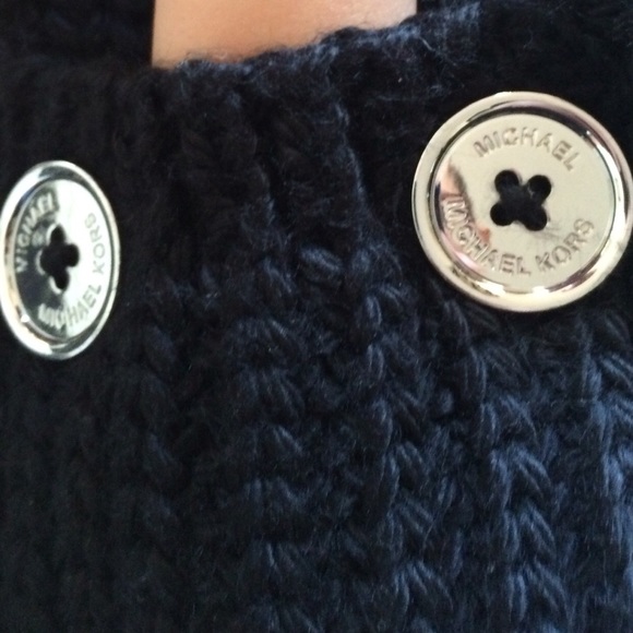 Michael Kors Black silver buttons long knit scarf - Picture 3 of 4