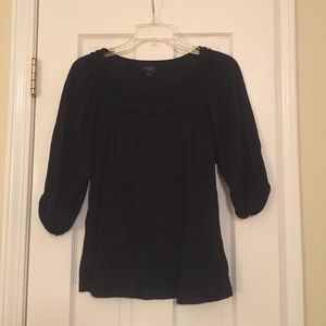 Anthropologie Deletta black peasant top