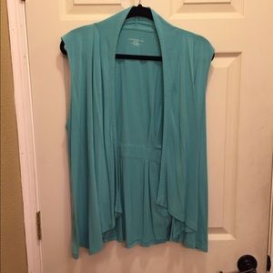 Aqua sleeveless cardi
