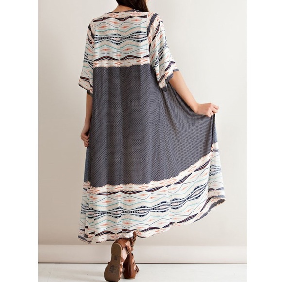 "Love's Philosophy" Printed Kimono Duster Cardigan - Picture 3 of 4