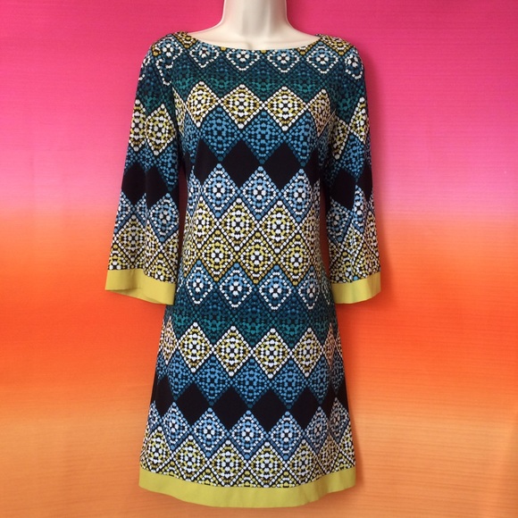 Jessica Howard Patterned Shift Dress Size 8