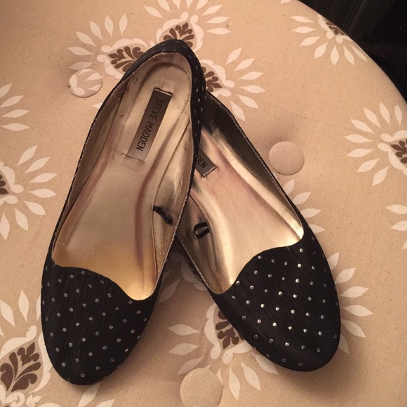 Steve Madden Black and Silver Polka Dotted Flats