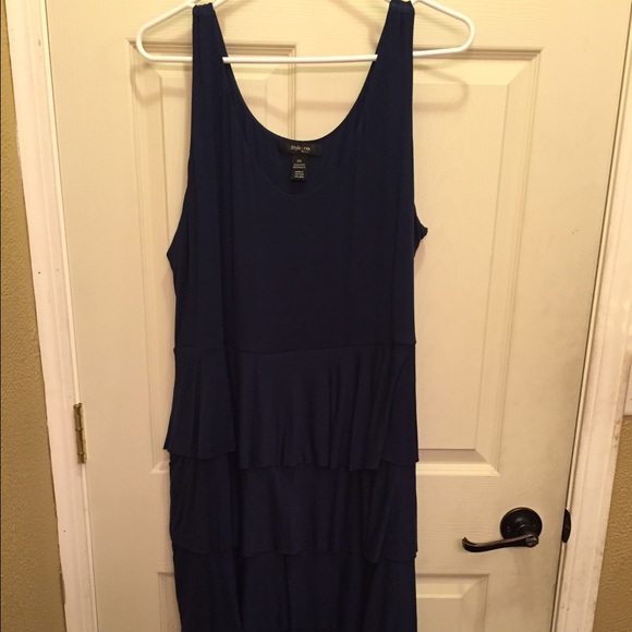 Navy ruffled jersey dress