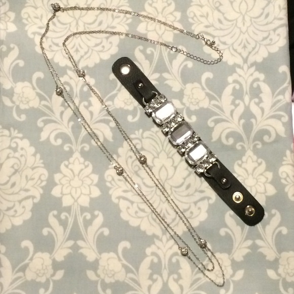 Silver Rhinestone Bling Set/Necklace & Bracelet💎