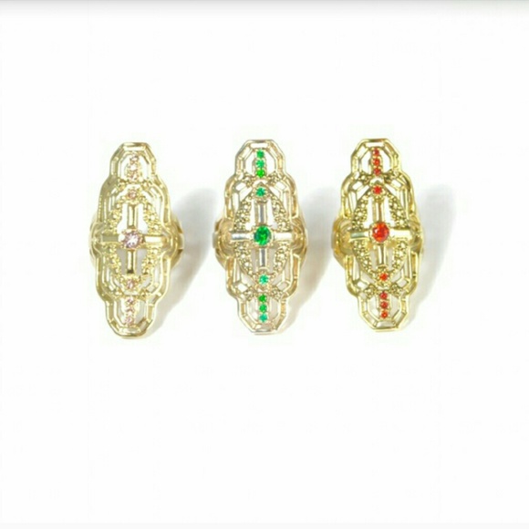 🆕Limited Edition 16K Plated Gold Glass Crystal Alchemy Statement Ring