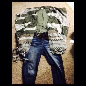 Green boho AEO shawl