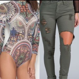 Mesh printed bodysuit size Small.