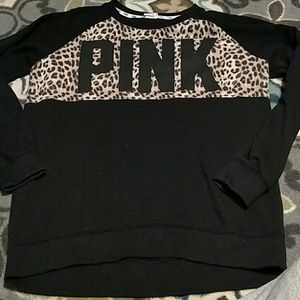 Victoria secret pink cheetah crew oversized S