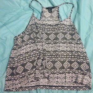 Aztec Print Grey and white crop top 😊