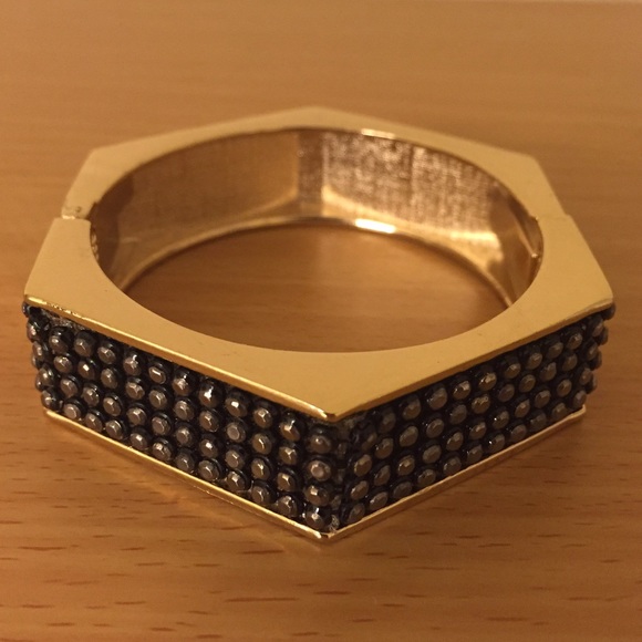 Black rhinestone and gold bangle. Worn twice!