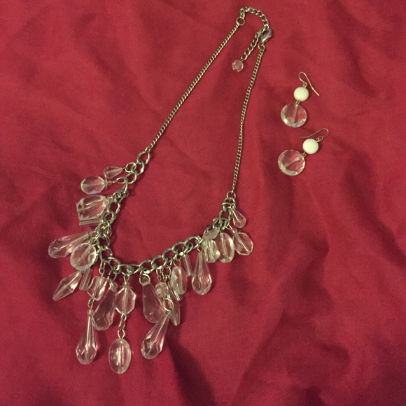 Clear acrylic necklace and earring set