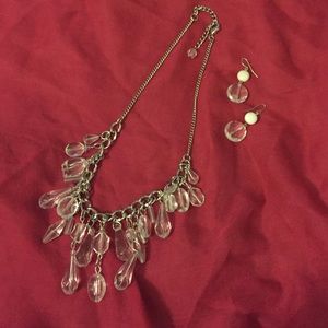 Clear acrylic necklace and earring set
