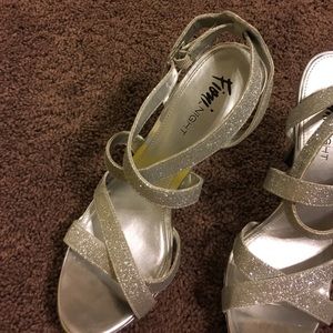 Silver sparkly heels