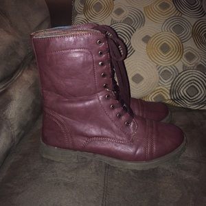Red Brown Combat Boots