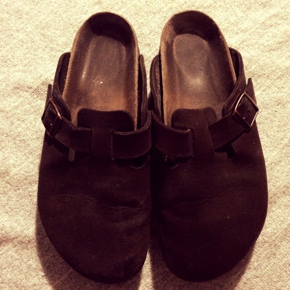 Birkenstock brown suede mules