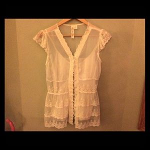 ADIVA Cream/ White Lace Blouse